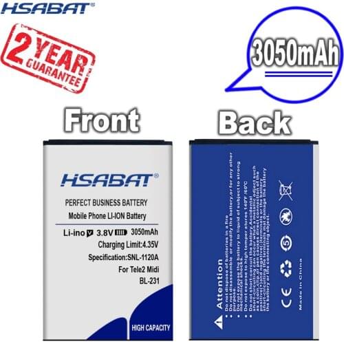 New Arrival [ HSABAT ] 3050mAh BL-231 Replacement Battery For Tele2 Midi
