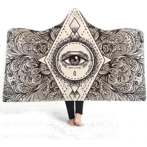 Rainbow Fire By Cold Art Hooded Blanket Charming Eye For Adults Sherpa Fleece Wearable Watercolor Throw Dropshipping