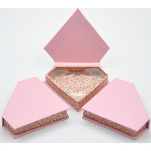Wholesale False Eyelashes Package Eyelash Packaging Pink Triangle Box Custom Logo Lash Boxes Packaging Mink Lashes Makeup Case