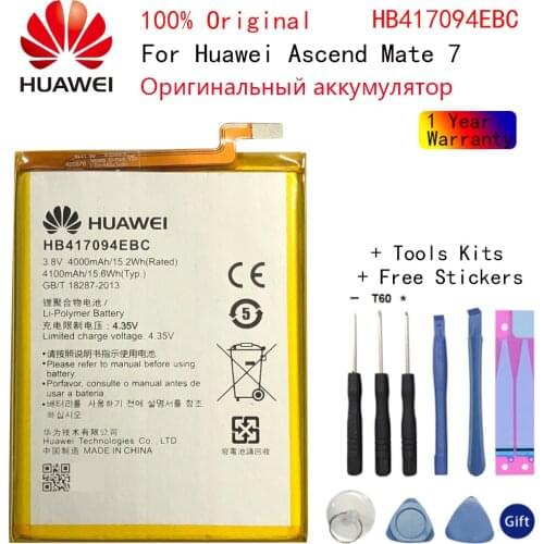 Original For Huawei HB417094EBC Rechargeable Li-ion phone battery For Huawei Ascend Mate 7 MT7 TL00 TL10 UL00 CL00 4100mAh