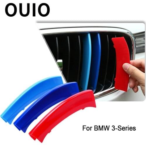 OUIO 3pcs Car Front Grille Trim Strips Cover For BMW 3-Series E46 E90 F30 F34 E92 E93 3 Series Motorsport Power M Performance