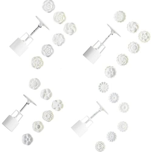 Plastic Mooncake Mold 50g Flower Stamp Press Cookie Cutter Mould DIY Baking Accessories Mid-Autumn Festival T21D