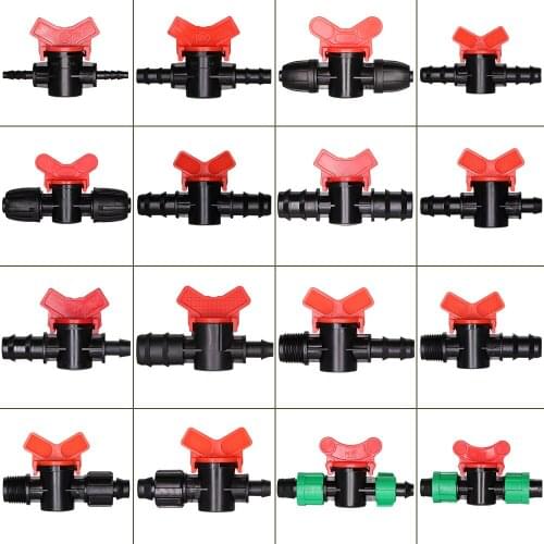 4/7mm 8/11mm 16mm 20mm 25mm Garden Hose Waterstop Barb Connector 1/4'' 1/2'' 3/4'' Drip Irrigation Mini Valve Watering System