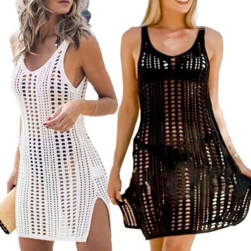 Sexy Women See Through Knit Hollow Out Anti UV Cover Up Swimwear Beach Dress See Through Anti UV Cover Up Swimwear Dropshipping