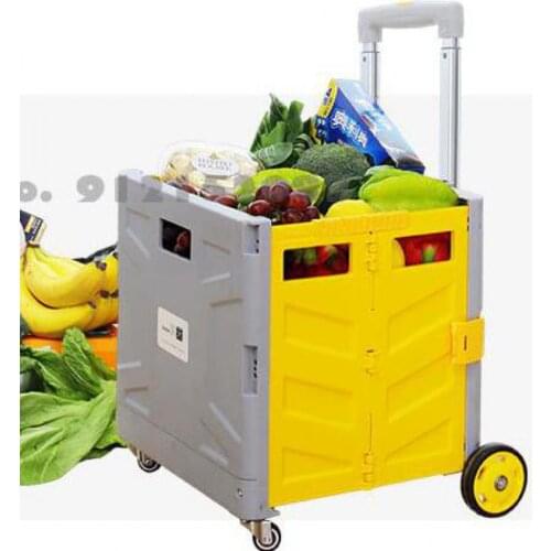 Folding Shopping Cart, Small Trolley, Grocery Shopping Cart, Small Trolley, Household Trolley, Supermarket Trolley, Portable Pul