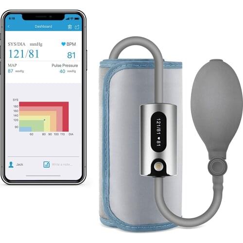 Ultra Portable Wireless Bluetooth Upper Arm Blood Pressure Monitor Large Cuff Multi Users with APP CE Approved AirBP STD