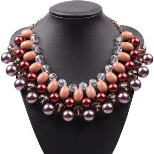 Chinese Product Factory Direct Sale High Quality Statement Elegant Jewellery Colourful Cheap Fake Pearl Necklaces For Female