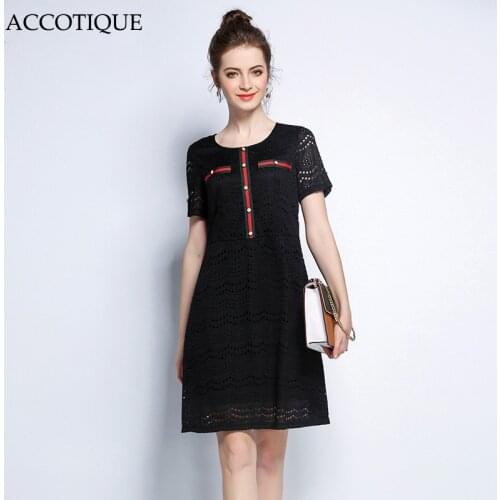 Fress Shipping 5XL New Summer Womens Black Patchwork Lace Short Sleeve Dress Female Plus Size Fashion Casual Dresses vestidos