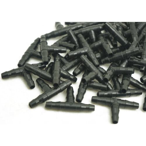 100Pcs/Lot Irrigation Ploy Tee Pipe Barb Hose Fitting Joiner Drip System