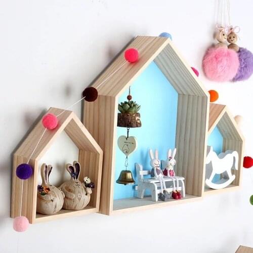 2PCS/SET Natural Wooden Shelf For Kids Room Decoration Scandinavia decor For Kids Room Wooden Shelf Wall Decor Nursery WallDecor