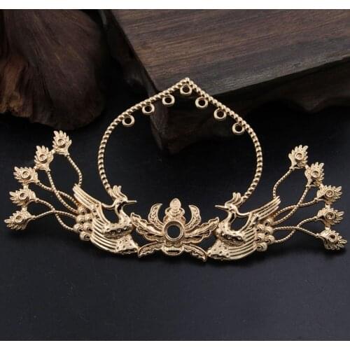 2pcs Brass Casted Big Retro Phoenix Charms Embellishment Stamping Quality Gold Color DIY Bridal Wedding Jewelry Accessories