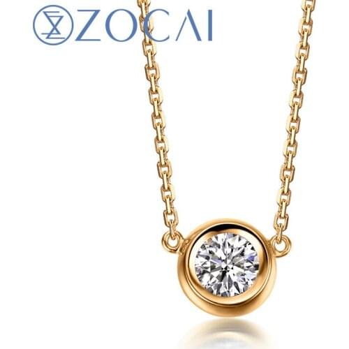 ZOCAI Brand Necklace 18K gold 0.14 ct round cut diamond necklace round shape 18K rose gold / white gold /yellow gold available