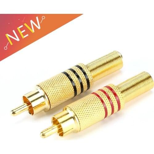 5PCS/Lot Metal Spring RCA Plug Gold Plated RCA Connector Male jack Plug AV Plugs for PC Audio Vedio Welding DIY Parts
