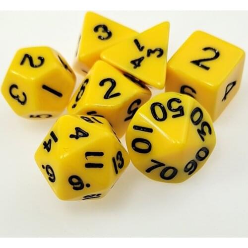 7 PC Polyhedral RPG Dice Set Opaque Yellow (d4 d6 d8 d10 d% d12 & d20) for DND D&D Roleplaying Games