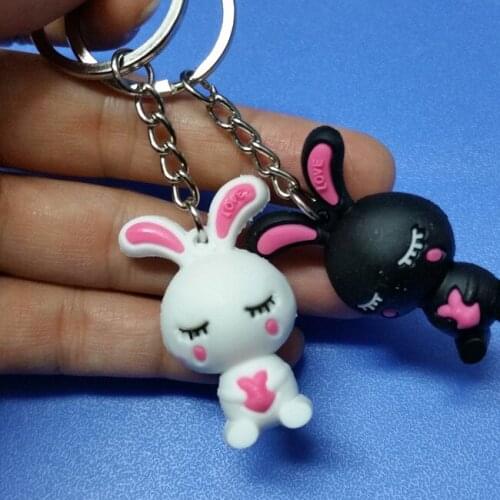 FREE SHIPPING BY DHL 200pcs/lot 2015 New Hot Sale Silicone Rabbit Keychains 3D Lovely Animal Keyrings for Kids