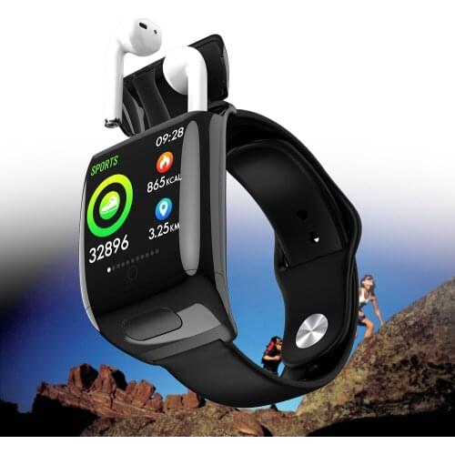 Newst 2-In-1 Bluetooth Headset TWS Earbuds Smart Watch Sport Fitness Tracker True Wireless Headphones Smart Bracelet Wrist Band