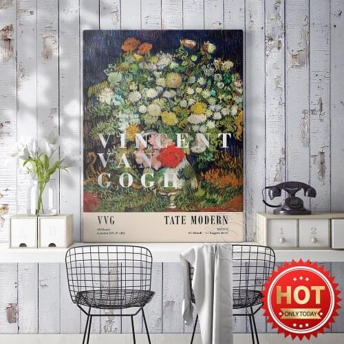 Bouquet of Flowers in a Vase Vincent Van Gogh Poster, Still Life Print Wall Decor, Van Gogh Print Art, Tate Modern Exhibition