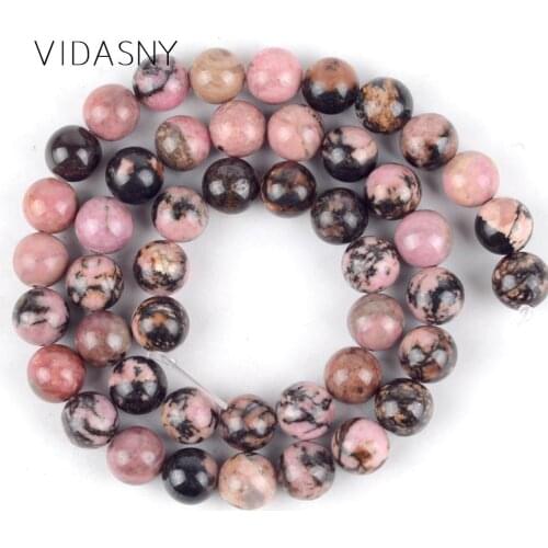 Natural Stone Black Line Rhodonite Beads Round Loose Beads For Jewelry Making 4/6/8/10/12mm Diy Necklace Bracelet 15'' Wholesale