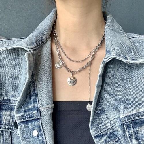 Korea Small Animal Butterfly Smile Chain Necklaces for Women Hot Sale Silver Color Clavicle Chain Necklaces Jewelry Accessories