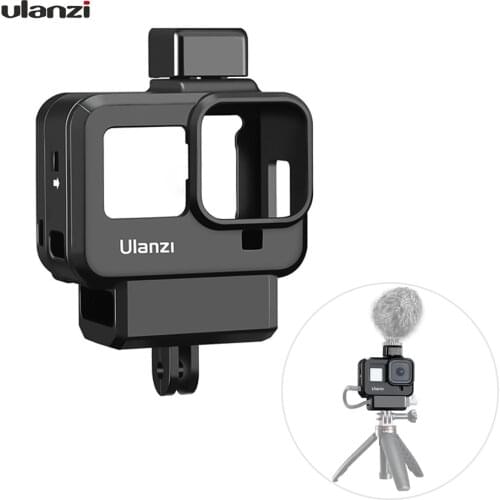 Case Protection Frame with Microphone Cold Shoe Mount and Lens Filter Adapter Action Camera Accessories Compatible with GoPro 8