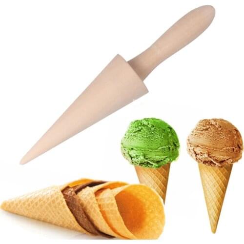 Wooden Ice Cream Cone Mold DIY Egg Roll Omelet Waffle Roller Pastry Roll Kitchen Baking Decorating Tools