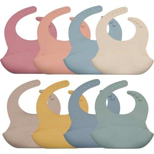 Baby Silicone Bibs 2 pcs/lot Set Non-slip Waterproof Bibs Newborns Solid Silicone Baby Feeding Burp Cloth Tablewware