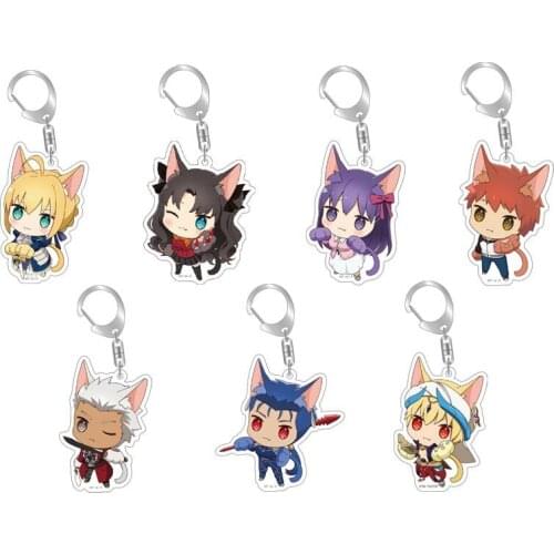Fate stay night pendant Saber yuansaka rinskaha acrylic key chain double sided Pendant Keyrings