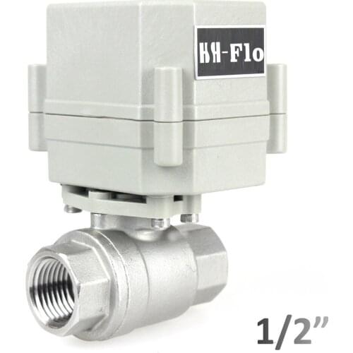 HSH-Flo 1/2" DN15 SS304 110-230VAC 2 Way Motorized Ball Valve, CF8 CR4-01 NPT/BSP Electrical Ball Valve