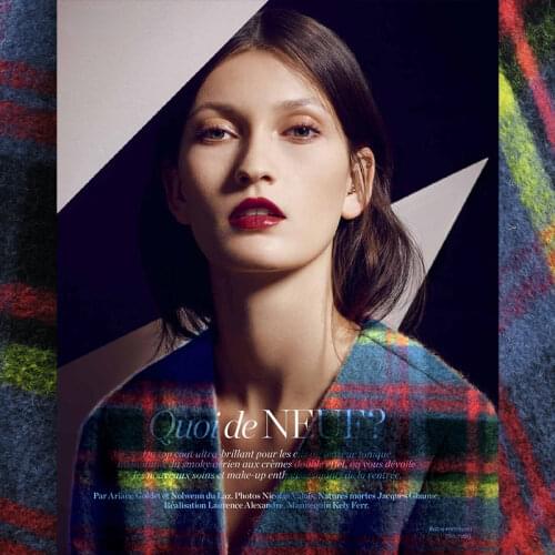 Free shipping! Plaid wool knit atmosphere red and blue coat wool fabric soft and comfortable fabrics