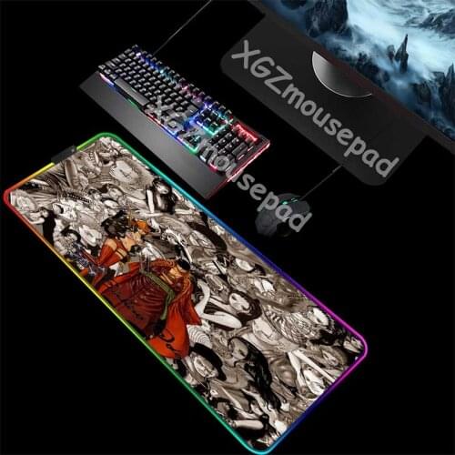 XGZ Pirate Hunter Zoro Cute Girl Robin Computer Desk Mat Black Lock Edge Anime One Piece Custom Large RGB Mouse Pad Non-slip