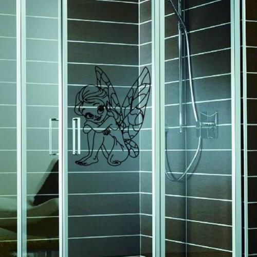 Beautiful Butterfly Girl Fashion Vinyl Wall Glass Bathroom A40020