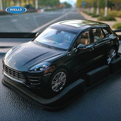 Welly 1:24 Porsche Macan Turbo black alloy car model Diecasts & Toy Vehicles Collect gifts Non-remote control type transport toy
