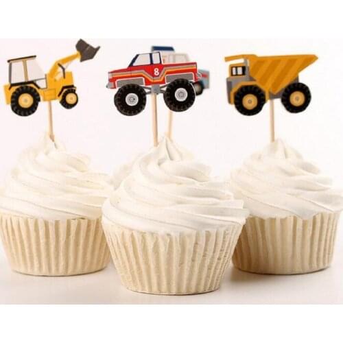 Cake toppers model car boy paper banner for Cupcake Wrapper Baking Cup birthday tea party wedding decoration baby shower