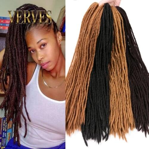 VERVES Soft Dreadlocks Synthetic Crochet Hair 12 strands/pcs Black Brown Crochet Braiding Hair For Women And Men 20'' Hair Piece