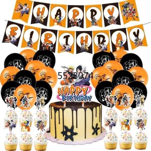Naruto Uzumaki Naruto Birthday Party Props Balloons Straw Banner Cake parties Supplies toys party Decoration Uchiha Sasuke Boys