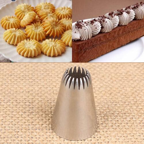 Stainless Steel Nozzle Open Star Tip 19-tooth Silver Pastry Nozzle 1Pcs DIY Cakes Decoration Fondant Decor Pastry Cookies Tools
