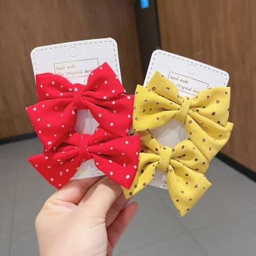 2021 New Girls Red Butterfly Knot Hair Rope Love Spot Hair Circle Girl Double Horsetail Head Rope Fashion Hair Accessories