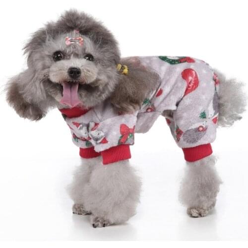 Autumn Winter Christmas Warm Cartoon Pattern Dog Clothes Puppy Cold Coat Jumpsuit Dog Costume