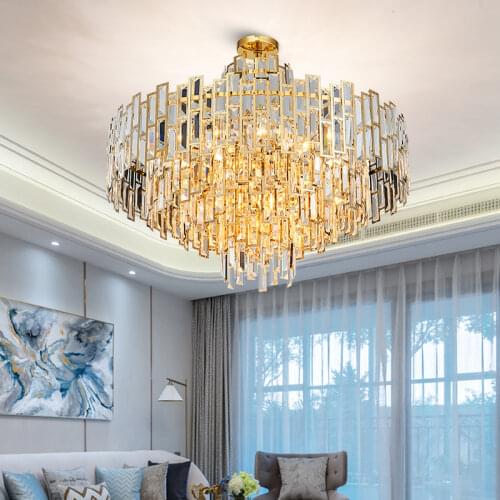 Living Room Luxury Steel Led Pendant Light Round Lustre Gold Luminarias Hotel Hanging Lamp Indoor Lihgitng Fixtures Suspend Lamp