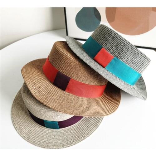 New Womens Holiday Wide Brim Sun Hats Summer Colorful Ribbon Straw Hat Fashion Foldable Beach Boater Hat Cap