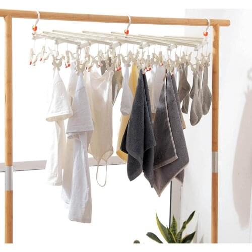 14/19/29 Clips Foldable Clothing Rack Laundry Clothes Hanger Household Drying Rack for Bra Socks Underware Extendible Clothespin