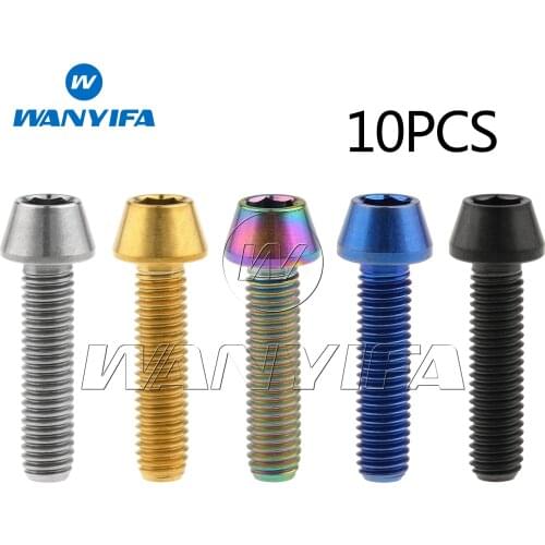 Wanyifa M5x20mm Titanium Ti Bolt Tapered Hex Allen Head Screw Bicycle Bike Accessory 10Pcs/lot