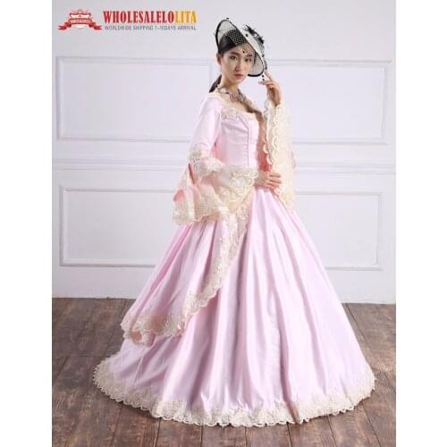 High Quality Pink Baroque Marie Antoinette Dress Renaissance Gothic Period Costumes