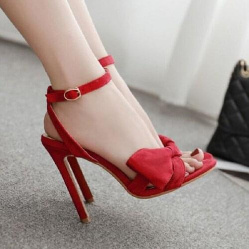 Female stiletto high heel sandals new sexy bow open toe word buckle fashion summer small fresh princess shoes