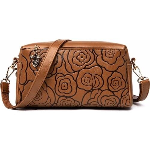 2019 Crossbody Bags For Women Soft Leather Shoulder Bag Sac A Main Flowers Messenger Bag For Girls Bolsa Feminina Flap Bags Girl