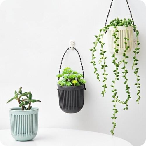 1pc Double-layer Hanging Plant Holder Lazy Water Multi-basin Plastic Basket Wall Flower Pot Macreme Planter