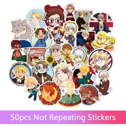 50Pcs Axis Power Hetalia Stickers Graffiti Bomb Decals Sticker Pack DIY Skateboard Luggage Laptop Bike Sticker toys