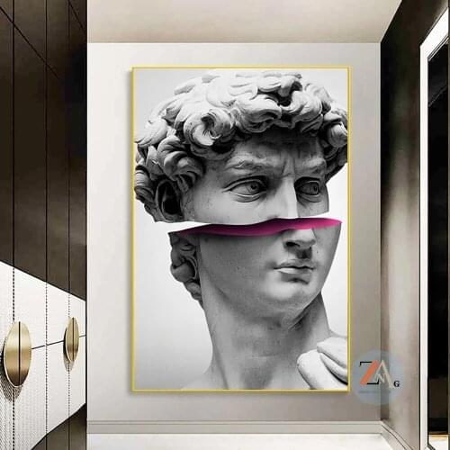 Davids abstract sculptural art works on posters and canvases, interesting decorative paintings of modern homes