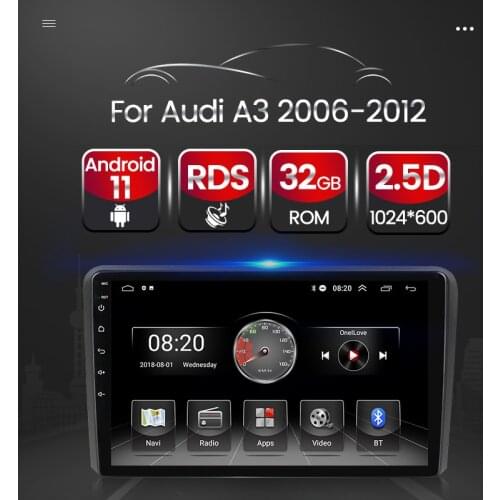 Android 11 Car Radio Player 2.5D HD For Audi A3 8P 2003-2012 S3 2006-2012 SWC AUTO Multimedia GPS RDS FM/AM Navigation NO 2 Din