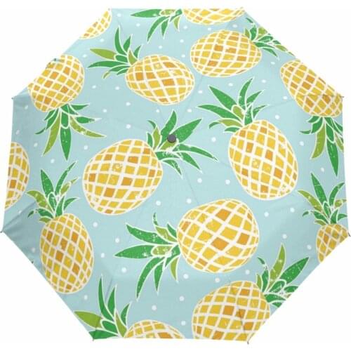 Creative Pineapple Printed Automatic Umbrella Fashion Design Women Umbrellas Windproof Rainproof Anti-UV Umbrella for Children
